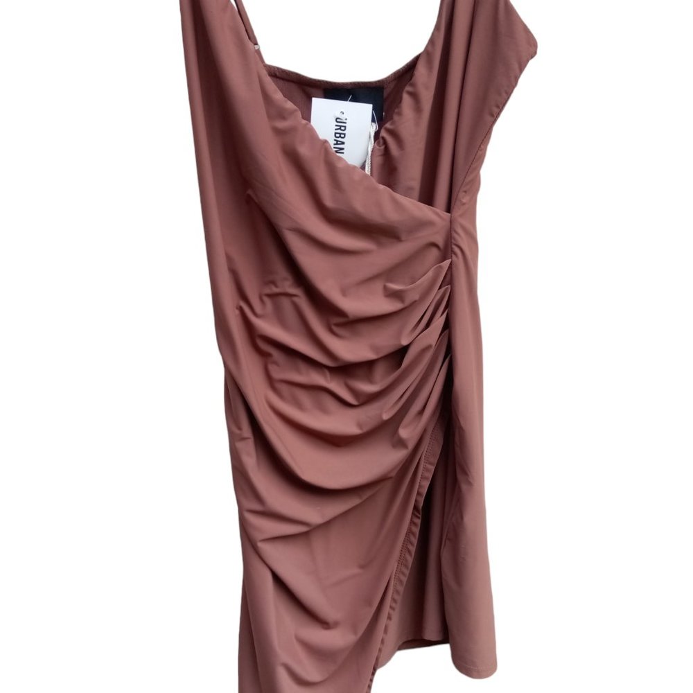LUMIERE Ruched Cinch bodycon brown mini dress sz XS, S, M, L NWT - Picture 4 of 15